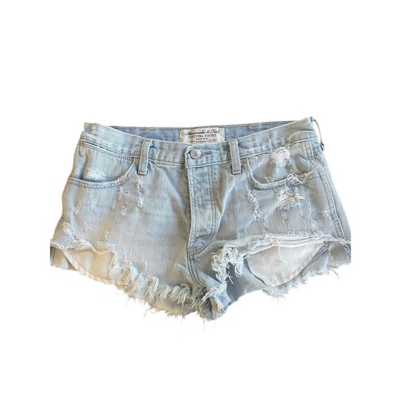 Abercrombie & Fitch Shorts Womens 4 27 blue Denim Festival Short High Rise - Picture 3 of 8